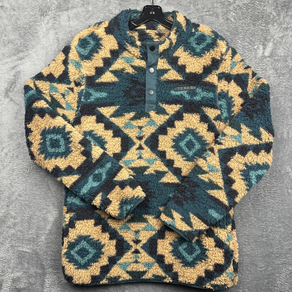 Texas Sherpa Fleece Pullover Jacket Women's Medium Home Free Aztec Tribal NWT